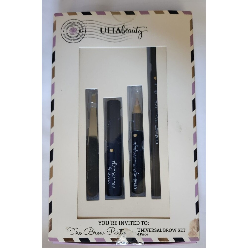 Ulta Beauty ~ The Brow Party ~ Universal Brow Set 4pc.~ Tweezers, Gel,  Pencils